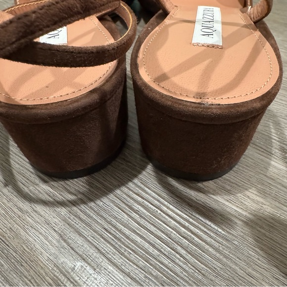 Aquazzura French Flirt Pump 35mm Espresso Suede Black Leather Cap Toe - Picture 8 of 16